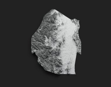 Eswatini Haritası Siyah Arkaplan 3d illüstrasyonunda Renkli Renk Haritası