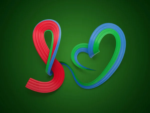 Vlag Van Eritrea Heart Shaped Wave Awareness Ribbon Vlag Groene — Stockfoto