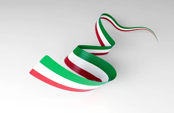 Bandeira Itália Bandeira Fita Acenar Isolada Fundo Branco Ilustração — Fotografia de Stock