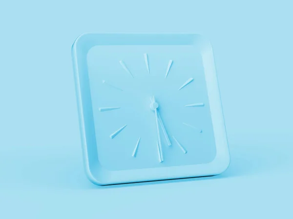 Простий Синій Квадратний Настінний Годинник Ять Тридцять Наполовину Минулого Який — стокове фото
