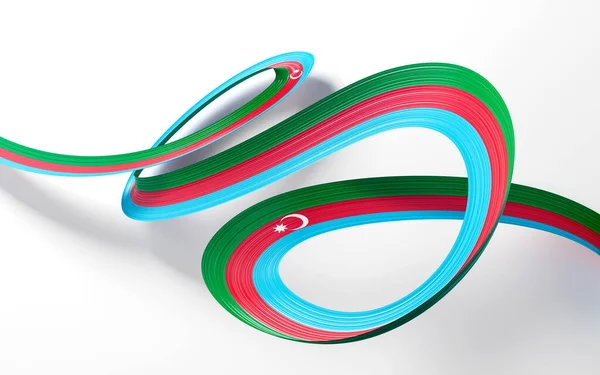 3d Flag Of Azerbaijan 3d Waving Azerbaijan Ribbon Flag Isolated On White Background, 3d illustration