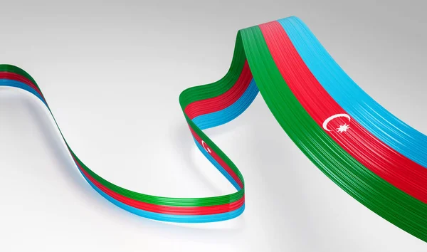 아제르바이잔의 Waving Azerbaijan Ribbon Flag Isolated White Background Illustration — 스톡 사진