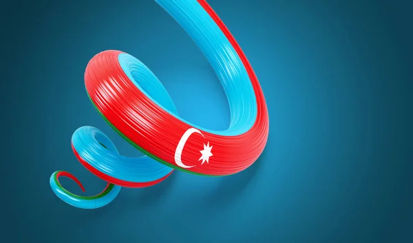 3d Flag of Azerbaijan 3d Spiral Glossy Ribbon Flag Of Azerbaijan On Blue Background, 3d illustration