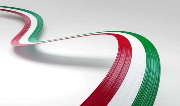 Bandera Italia Cinta Ondulada Brillante Italia Aislada Sobre Fondo Blanco — Foto de Stock
