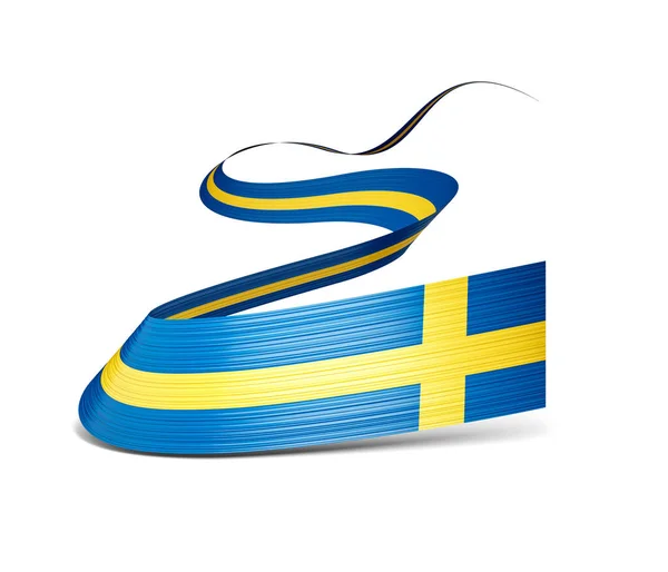 Flag Sweden Waving Ribbon Flag Isolated White Background Illustration — Stock Photo, Image