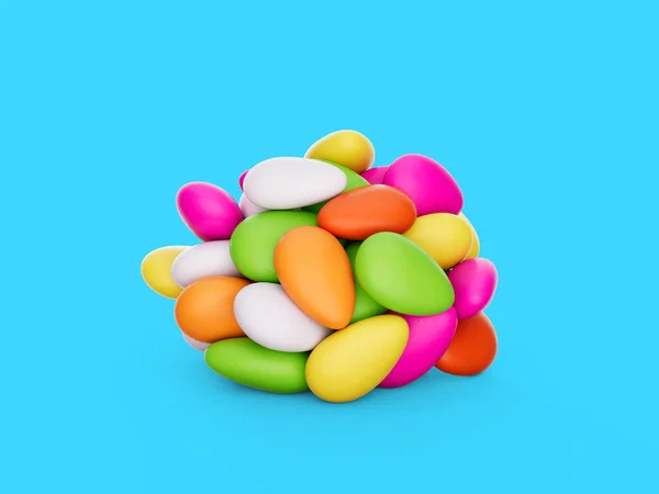 Colorful Almond Candies Sugar Coated Almond Candies Isolated Blue Background — 스톡 사진