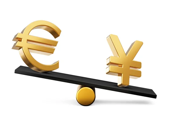 Icônes Symbole Euro Yen Avec Balançoire Poids Équilibre Noir Illustration — Photo
