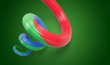 Eritre 'nin 3d Bayrağı 3 d Sarmal Eritre Kurdelesi Yeşil Arkaplanda İzole Edildi, 3d illüstrasyon