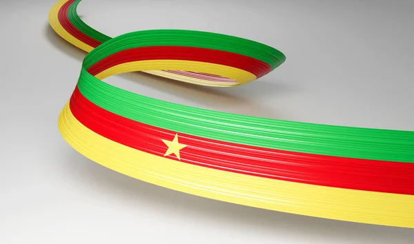 Bandiera Del Camerun Ondulato Lucido Camerun Nastro Isolato Sfondo Bianco — Foto Stock