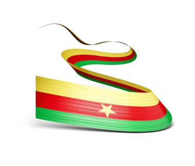 3d Kamerun Bayrağı 3d Dalgalanan Kurdele Bayrakları Beyaz Arkaplanda İzole Edildi, 3d Görüntü