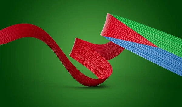 Flag Eritrea Wavy Shiny Eritrea Ribbon Isolated Green Background Illustration — 스톡 사진