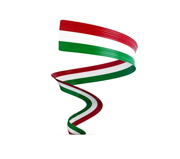 Bandera Italia Cinta Bandera Ondeante Brillante Aislada Sobre Fondo Blanco — Foto de Stock