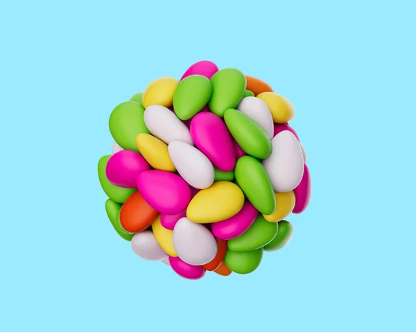 Colorful Almond Candies Sugar Coated Almond Ball Soft Blue Background — стокове фото