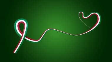 3D İtalya Bayrağı Dalgalı Farkındalık Kurdelesi Yeşil Arkaplanda, 3D Görüntü