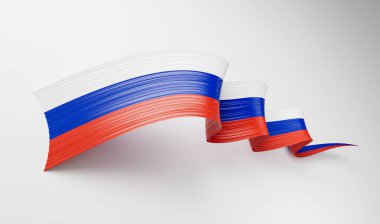 Rusya 'nın 3d Bayrağı 3d Parlak Dalgalı Bayrak Kurdelesi Beyaz Arkaplanda İzole Edildi, 3d illüstrasyon