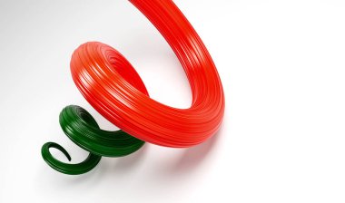 Portekiz 'in 3d Bayrağı 3d Sarmal Parlak Portekiz Kurdelesi Beyaz Arkaplanda, 3d illüstrasyon
