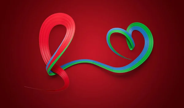 Vlag Van Eritrea Heart Shaped Wave Awareness Ribbon Vlag Rode — Stockfoto