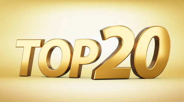 Golden Shiny Top Text Top Twenty Text Isolated Golden Background — 图库照片