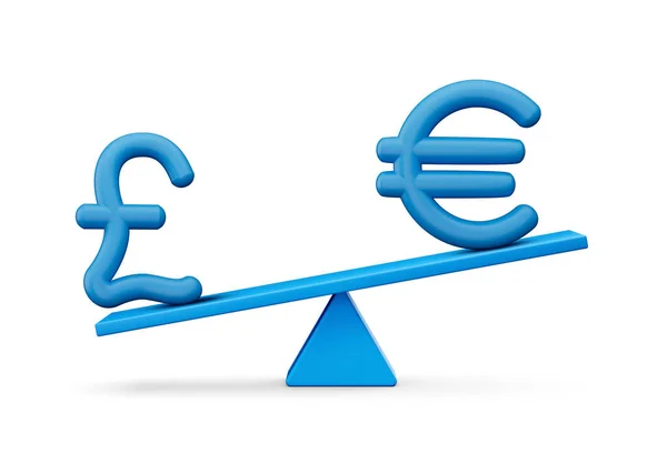 Wit Pond Euro Symbool Afgeronde Blauwe Pictogrammen Met Balance Weight — Stockfoto