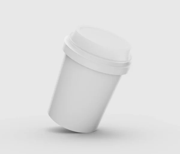 3D空白白色圆筒塑料瓶或白底瓶盖容器 3D图例 — 图库照片
