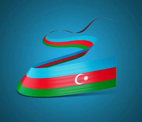 Bandeira Azerbaijão Acenando Azerbaijão Fita Bandeira Isolado Fundo Azul Ilustração — Fotografia de Stock
