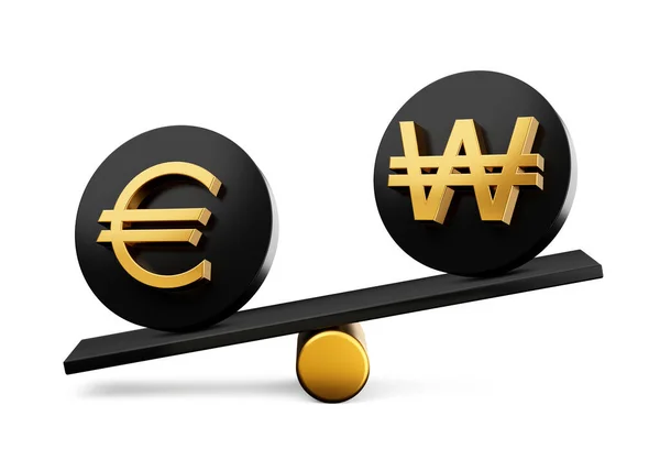 Złote Euro Wygrał Symbol Zaokrąglone Czarne Ikony Wagi Wagowej Huśtawka — Zdjęcie stockowe