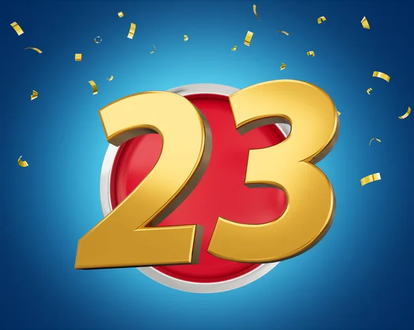 Gold Number Gold Number Twenty Three Rounded Red Icon Particles — Stock Photo, Image