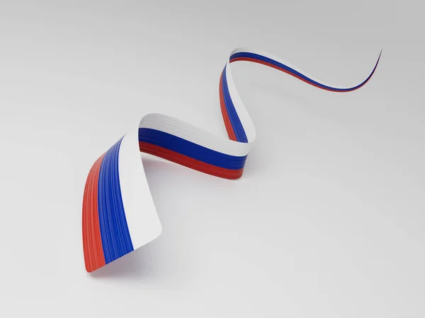 ロシアの3Dフラグ国3D波光沢のあるロシアリボン白の背景 3Dイラスト — ストック写真