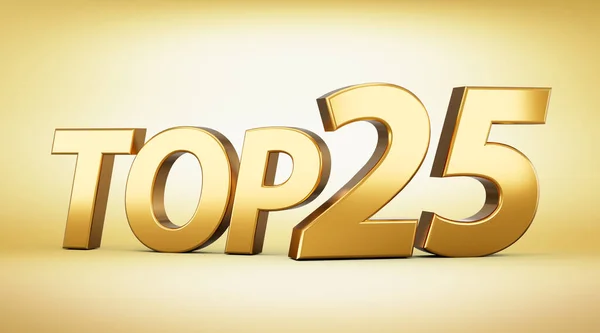Golden Shiny Top Text Top Twenty Five Text Isolated Golden — 图库照片