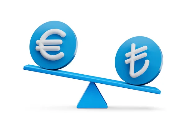 Witte Euro Lira Symbool Afgeronde Blauwe Pictogrammen Met Balance Weight — Stockfoto