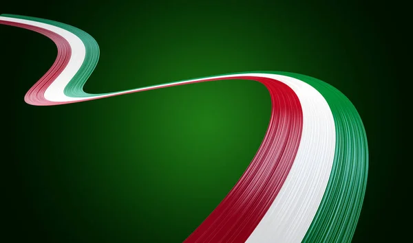 Bandiera Italia Nastro Ondulato Lucido Italia Isolato Sfondo Verde Illustrazione — Foto Stock