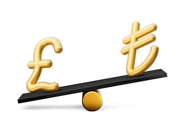 Goldenes Pfund Und Lira Symbol Symbole Mit Schwarzwaage Illustration — Stockfoto