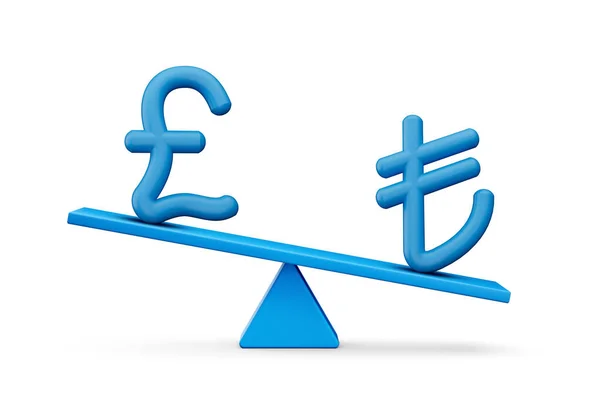Blaues Pfund Und Lira Symbol Symbole Mit Blue Balance Weight — Stockfoto