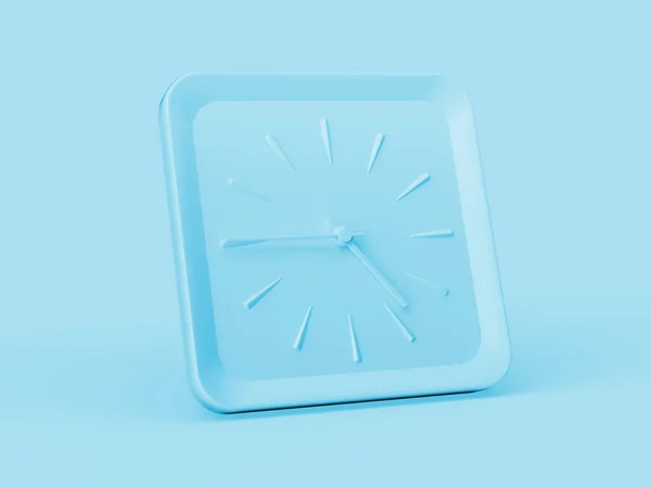 Simples Azul Quadrado Relógio Parede Quatro Quarenta Cinco Trimestres Para — Fotografia de Stock