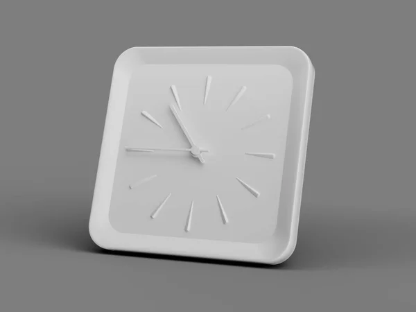 Simply White Square Wall Clock Ten Forty Five Quarter Grey — стоковое фото