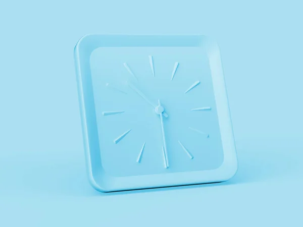 Reloj Pared Cuadrado Azul Simple Diez Treinta Medio Pasado Fondo — Foto de Stock