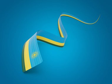 Ruanda 'nın 3d Bayrağı 3d Dalgalı Parlak Ruanda Kurdelesi Mavi Arkaplanda İzole Edildi 3d Görüntü