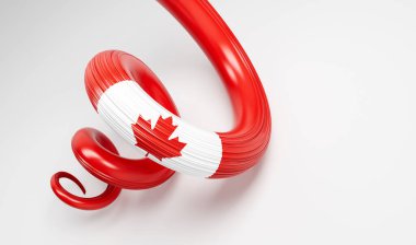 Kanada 'nın 3d Bayrağı 3d Kanada Sarmalı Parlak Kurdelesi Beyaz Arkaplanda İzole Edildi, 3d illüstrasyon