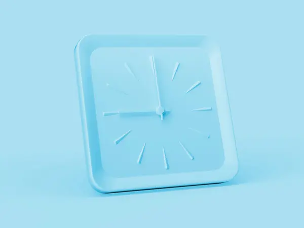 Reloj Pared Cuadrado Azul Suave Simple Clock Nueve Clock Fondo — Foto de Stock