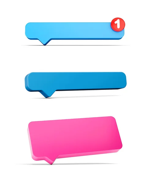 3Dメッセージボックスのシンボルアイコンの異なるスタイルのセット1つのメッセージ通知3Dイラスト — ストック写真