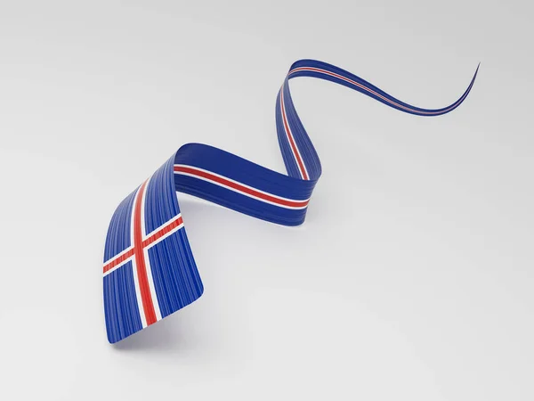 Flag Iceland Wavy Shiny Iceland Ribbon Isolated White Background Illustration — Stock Photo, Image