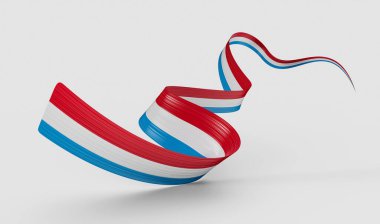 3d Lüksemburg Bayrağı 3d Sallanan Kurdele Beyaz Arkaplanda İzole Edildi, 3d illüstrasyon