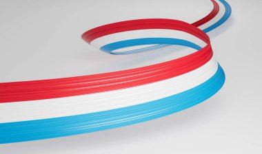 3d Lüksemburg Bayrağı 3d Dalgalı Parlak Lüksemburg Kurdelesi Beyaz Arkaplanda İzole Edildi 3D