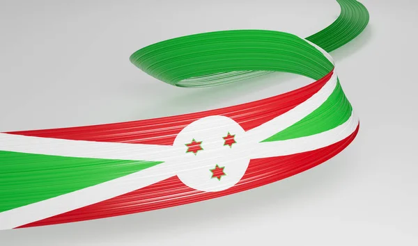 Flagge Von Burundi Wavy Shiny Burundi Ribbon Isoliert Auf Weißem — Stockfoto