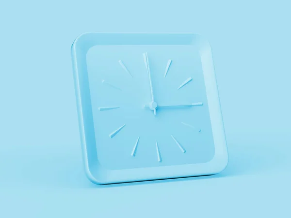 Einfache Blaue Quadratische Wanduhr Clock Drei Clock Auf Weichem Blauen — Stockfoto