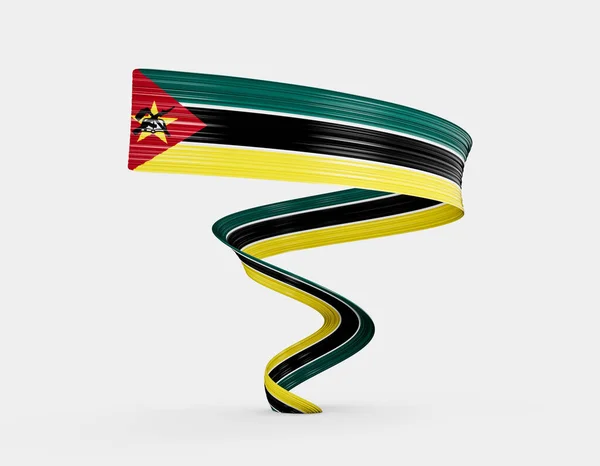 Flagge Von Mosambik Glänzende Wehende Fahne Band Isoliert Auf Weißem — Stockfoto