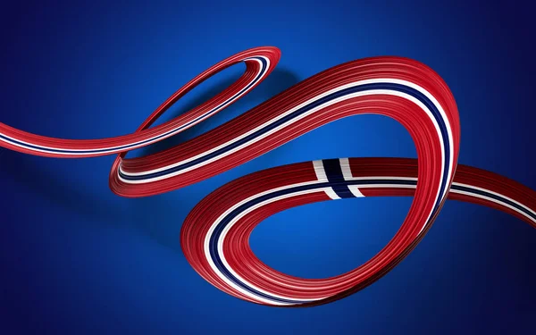 Flag Norway Country Waving Ribbon Flag Isolated Royal Blue Background — Stock Photo, Image