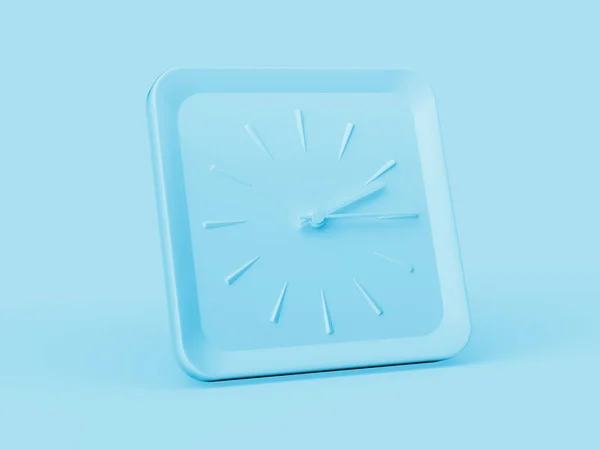 Orologio Parete Quadrato Blu Semplice Due Quindici Quarti Passato Sfondo — Foto Stock