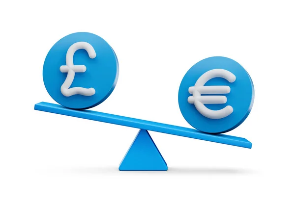 Libra Branca Símbolo Euro Ícones Azuis Arredondados Com Equilíbrio Peso — Fotografia de Stock