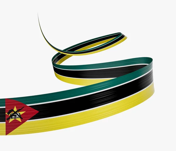 Flagge Von Mosambik Schwenken Bandfahne Isoliert Auf Weißem Hintergrund Illustration — Stockfoto